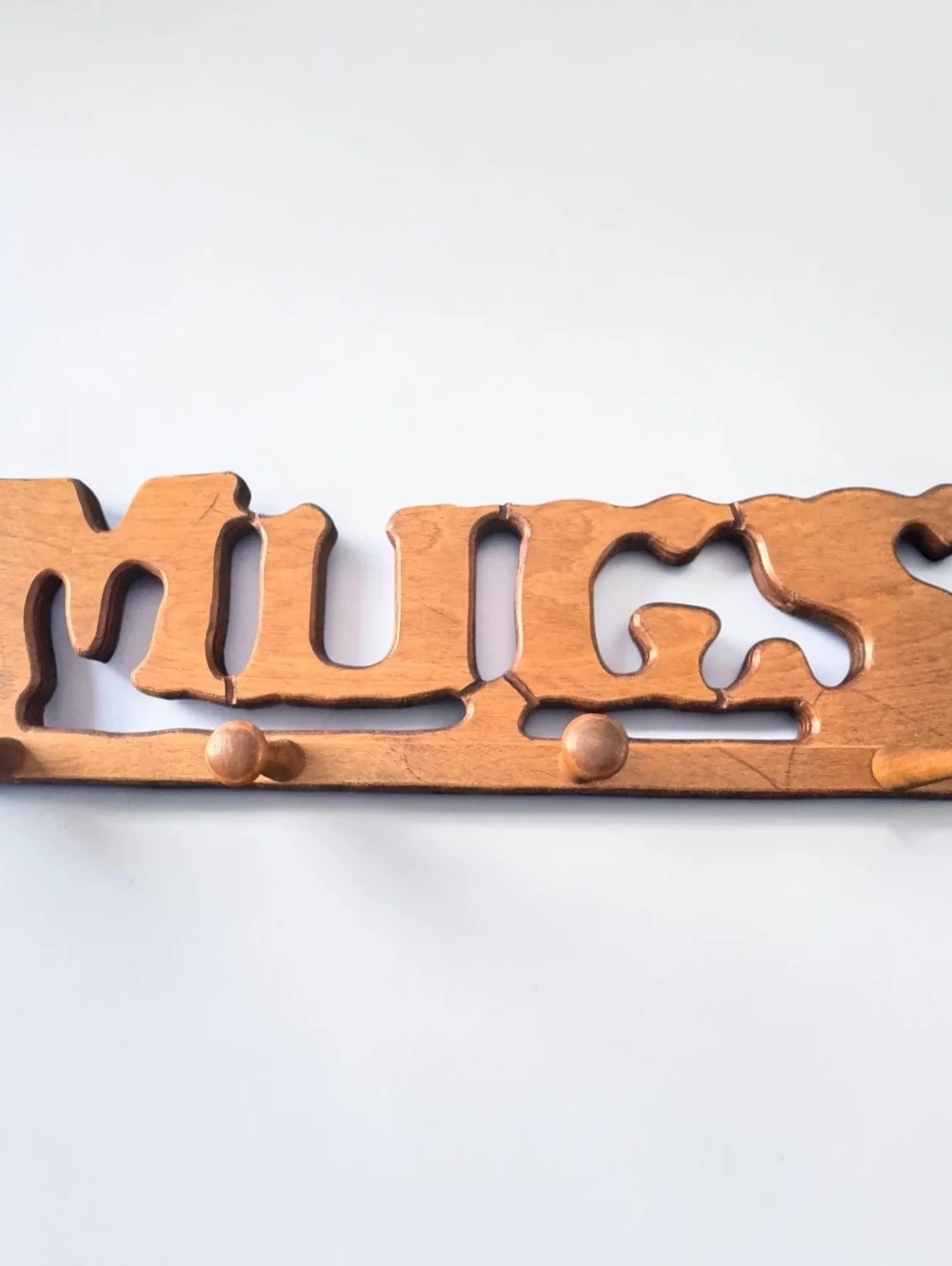 Vintage Handcrafted Wooden MUGS Wall Rack by Roger Beebe – Folk Art Mug Holder